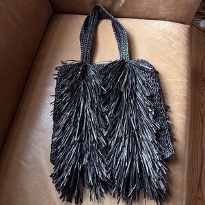 Nannacay Fringe rafia Patricia bag Women's tote texture tassel minimal black